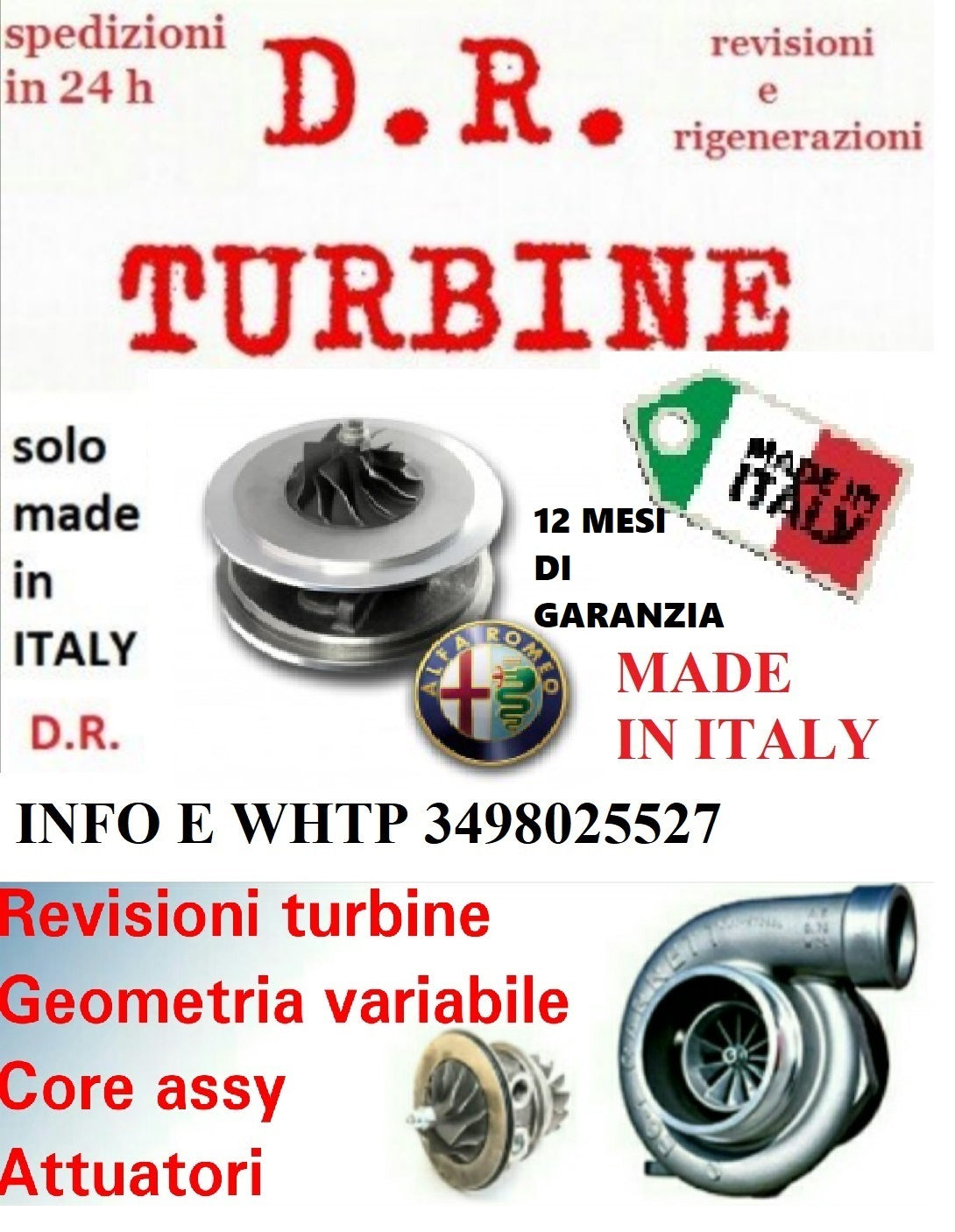 TURBO TURBINA COREASSY 787274 ALFA GIULIETTA FREEMONT MITO BRAVO