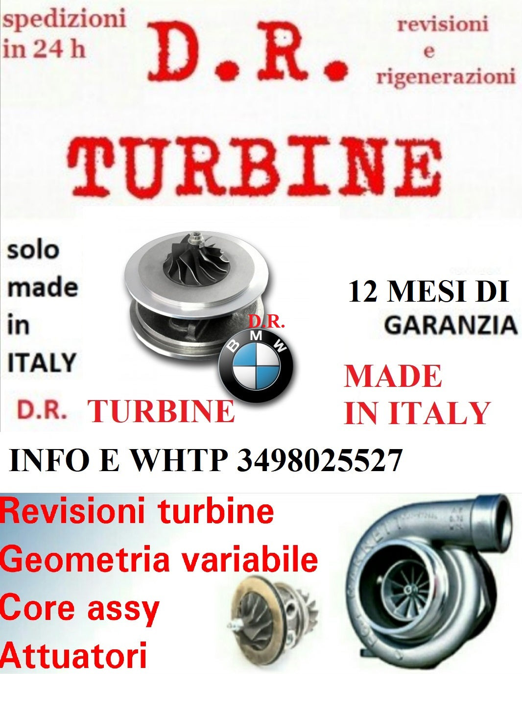 TURBINA CORE ASSY BMW 8582021  MINI CLUBMAN ONE D