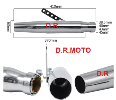 SCARICO UNIVERSALE CAFè RACER HARLEY CUSTOM 420 MM TAPERED